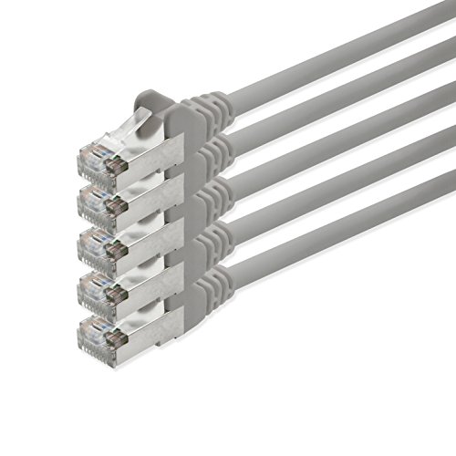 1aTTack CAT5 FTP Foliengeschirmt Netzwerkkabel mit 2x RJ45 Stecker Set (5 Stück) 10m grau