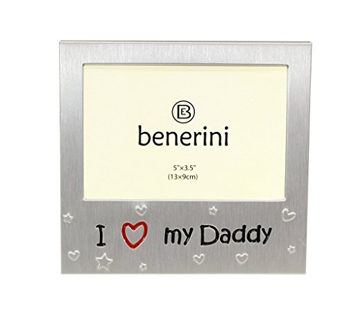 ' I Love My Daddy ' - Photo Picture Frame Gift - 5 x 3.5 (13 x 9 cm) - Brushed Aluminium Satin Silver Colour