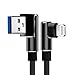Produktbild Lightning Ladekabel für iPhone, Cuitan 1M Lightning Kabel 90 Grad Rechtwinklig Legierung Nylon Geflochtene Datenkabel für iPhone X 8 8 Plus 7 7 Plus 6 Plus 6s 5 5c 5s SE iPad Pro iPad Air Mini iPod Macbook Pro Air - Schwarz