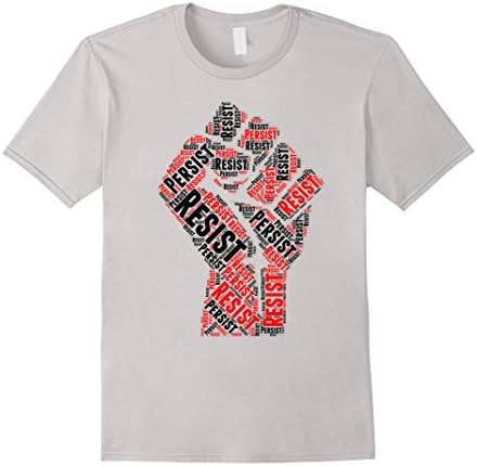 Men's Resist Persist Word Art T-Shirt 2XL Silver