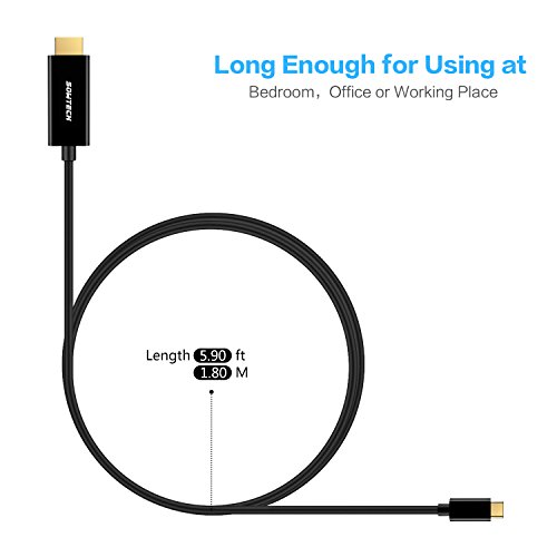 USB C auf HDMI Kabel, SOWTECH 1.8m/5.9ft USB 3.1 Typ C zu HDMI 4K Ladekabel Datenkabel unterstützt Ultra-HD für Tablets wie 2016 MacBook Pro, MacBook 12,Dell XPS 13 / 15, Dell Alienware Samsung Galaxy S8 / S8 Plus, ChromeBook Pixel, Lumia 950/950XL, HTC 10/ 11 - 6