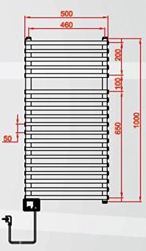 Handtuchwärmer Badheizkörper Elektrisch Badheizung Bad ECO 450Watt 500 x 1000 - 4