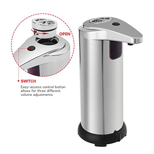 Automatische Seifenspender von TAPCET 280ml Seifenspender mit wasserdichtem Gehäuse, Chrome Rostfreien ABS - 5