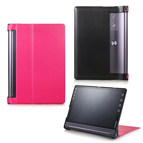 Lenovo Yoga Tab 3 Plus 10.1 Klapphülle,QUENJOY® Ultra Schlank Ochwertiges PU Leder Etui Cover Case Tasche mit Super 360° Anti-Wrestling Schutzhülle für Lenovo Yoga Tab 3 Plus (LTE) 10,1 Zoll Tablet-PC,Rose
