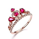 AnazoZ FINERING 18k Gold Damen-Ring Echt Rubin 0.75 Karat Trauringe Krone Eheringe Hochzeit Verlobung für Frauen Ringgr. 61 (19.4) Ringschmuck