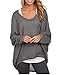 Produktbild hippolo Damen Sexy Casual Herbst übergroßen Baggy Schulterfrei Langarm Tops Bluse T-Shirt grau M