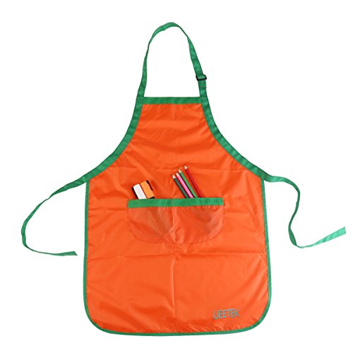 UEETEK Kinder wasserdichte Kunsthandwerk Kittel Schürze für DIY Malerei Gemälde Zeichnung mit Sleevelet(Orange)