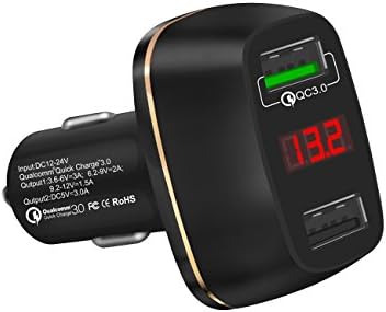 Quick Charge 3.0 Car Charger BINKEN 2-Ports Universal Car Adapter with LED Display &amp; Dual USB QC 3.0 Output for Samsung Galaxy S8 Note 8 iPhone X 8 Plus iPad LG Nexus HTC &amp; Android Phone and Tablets