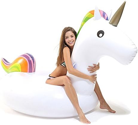 Giant Inflatable Unicorn Pool Float, Inflatable Pool Toys Floats Raft - Outdoor Swimming Pool Large Float Lounge for 2-3 Adults & Kids (Unicorn-L)