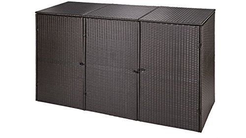 HANSE GARTENLAND Mülltonnenbox, für 3x240 l aus Polyrattan, B/T/H: 228/78/123 cm braun