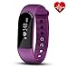 Produktbild Fitness Tracker mit Herzfrequenz Monitor, hembeer V3 Smart Armband Schrittzähler Activity Tracker Schlaf Monitor Bluetooth 4.0 Armband mit App für iOS & Android Smartphone, violett