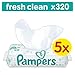 Produktbild Pampers Fresh Clean Feuchttücher, 5 Packungen, 320 Feuchttücher