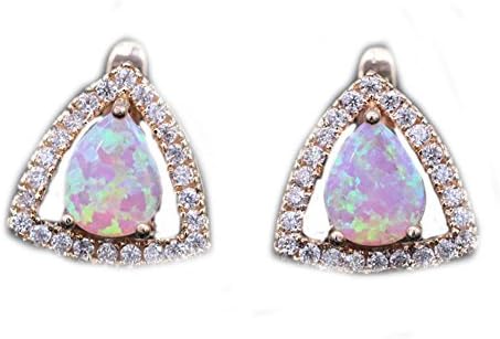LOVE STUDIO,Women Earring Jewelry Engagement Earring AAA Zircon Titanium Fashion Earring for women Wedding Gift Party Jewelry Sets (Pink)