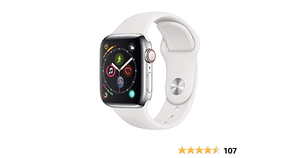 Apple Watch Series 4 40mm (GPS + Cellular) - Cassa In Acciaio Inossidabile  Color Argento Con Bianco Cinturino Sport (Ricondizionato) : Amazon.it:  Elettronica