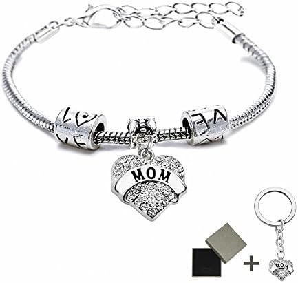 Family Gift Grandmother/Mother/Daughter/Aunt/Niece Heart Round Charm Pendant Bracelet