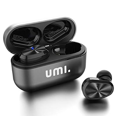 Umi. Essentials - Écouteurs intra-auriculaires sans fil W5s Bluetooth 5.0 TWS (True Wireless) pour iPhone, Samsung, Huawei avec boîtier de charge breveté intelligent en métal (Gris)
