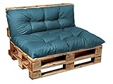 Garden Factory Palettenkissen Palettenauflagen Sitzkissen, Rückenlehne, Set, Gesteppt (Eckkissen 60x40, Türkis)