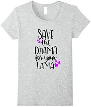 Llama Shirt Funny Save The Drama For Your Lama Hearts Female Small Heather Grey