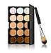 TimeSong Professional 15 Colors Contour Face Cream Makeup Concealer Palette + Makeup Powder Brush