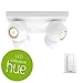 Produktbild PHILIPS HUE White Ambiance Buckram Deckenleuchte 4-er Spot, inkl. Dimmschalter | weiß | LED-Lampe mit Fernbedienung | Kompatibel mit AMAZON ECHO/ALEXA und APPLE HOMEKIT | App-Steuerung | GU10