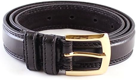 No1Fashion New Mens Leather Trouser Suit Belt Waist Size 32" - 48" M L XL XXL Gold Buckle (X-large 40" - 44", Black)