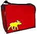 Produktbild PemaBAG Umhängetasche inkl. Tragegurt, aus hochwertiger LKW-Plane gefertigt - rot mit Aufdruck Elch - Höhe 28 cm x Breite 20 cm x Tiefe 8 cm