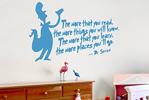 Dr Seuss The More That You Read The More Things You Will Know Wall Stickers Art Decals - Large (Height 57cm x Width 86cm) Blue