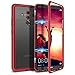 Produktbild CE-Link Kompatibel mit Huawei Mate 10 Pro Hülle Glas mit Magnetisch Panzerglas Rückseite Durchsichtig Handyhülle Transparent Hard Case Ultra Slim Dünn 360 Grad Full Body - Rot + Schwarz