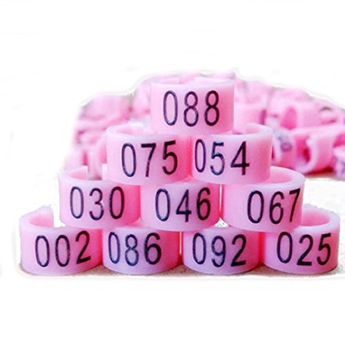 Nuevo 100 piezas 8 mm 1-100 numeradas bandas de pierna de ave aves pájaro paloma anillos de pato clip