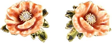 Women's Ear Nail Eardrop Enamel Glaze Peony Flower Diamond Stud Earrings 925 Silver Needle Hypoallergenic Women's Accessories,A