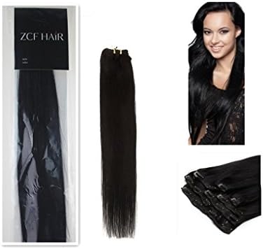 Charming 15'' 18'' 20'' 22'' 100% Real Human Hair 7Pcs Clip In Human Hair Extensions Straight Hair 24 Colors Beauty Design Salon (20inch 70g, 01 dark black)