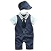 iiniim 2pcs Baby Little Boys Gentleman Bowtie Romper Jumpsuit With Hat Formal Outfit Casual Clothing Navy Blue 6-9 Months