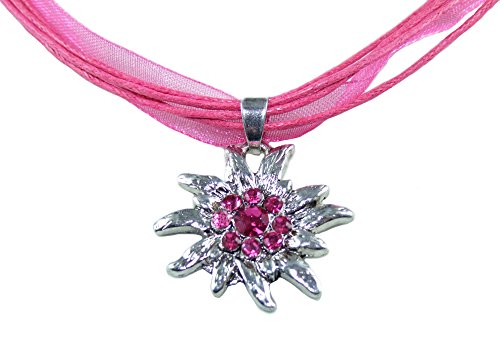 Preisvergleich Produktbild Trachten Halskette Miri mit Edelweiß - Pink