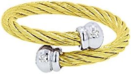 Silver with Yellow Finish+Stainless Steel Cable Bypass Ring