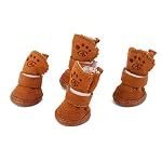 Scarpe-Calde-Passi-Del-Cane-Da-Compagnia-Accogliente-Boots-Vestiti-Abbigliamento-2-Tan