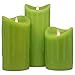 Produktbild Tronje LED Echtwachskerzen Grün 3er Set 14/18/23cm LED Kerzen D:9cm mit Timer bewegliche Flamme 800 Std. Leuchtdauer