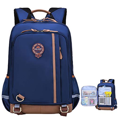 Sac à Dos d'école pour Sac d'école Primaire Sacs d'école d'épaule légers (A-Bleu, M)