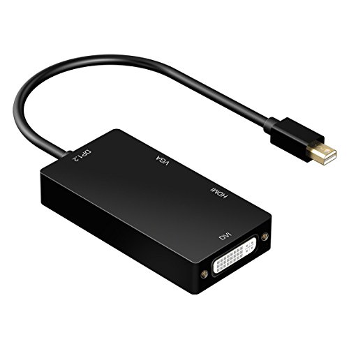 4K x 2K 3 in 1 Mini Displayport DP 1.2 auf HDMI DVI VGA Kabel-Adapter Konverter | 3840x2160 UHD / 2160p 4k (Ultra High Definition) | Für Apple MacBook, MacBook Air Pro, iMac, Mac mini