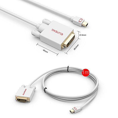 ELUTENG Mini DisplayPort DVI Adapter 1m Mini DP zu DVI Stecker Konverter Kabel 1080P Signal Konverter in Weiß - 8