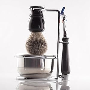 Executive Shaving Razor and Brush Stand with Lathering Bowl - Image 3