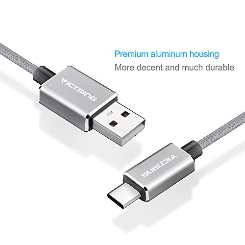 VicTsing 1m USB 3.1 Typ C Type C auf USB 2.0 Männlich to Männlich Nylon Braided Kabel Adapter mit Reversiblen Connector für Macbook 12inch 2015, ChromeBook Pixel, Nokia N1, Nexus 5x Nexus 6P usw. – Space Grau - 5