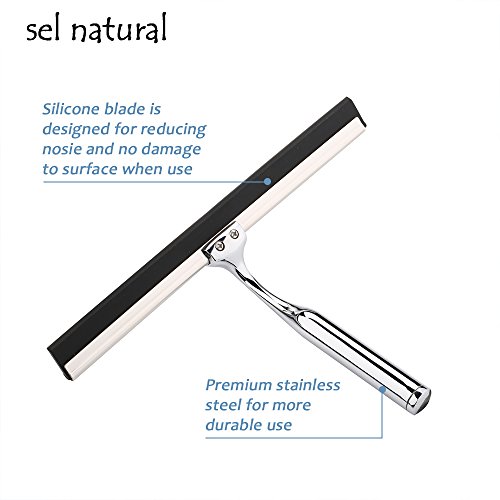 Sel Natural Edelstahl Duschabzieher, Duschwischer, Badezimmerwischer für Auto Fliesen Spiegel Duschtüren und Fenster - 3