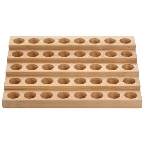 Bachblütenständer für 10ml bzw. 15ml Flaschen – Treppe für Homöopathie-Flaschen aus massivem Kirschholz – für 40 Flaschen 10ml / 15ml mit einem max. Ø von 27mm – Maße: 295 x 215 x 60 mm (BxTxH) – Lochdurchmesser: 27mm, rund *** Aufbewahrung, Bachblüten, Essenzen, Flaschen, Apothekerflaschen, Tropferflaschen, Homöopathie *** - 2