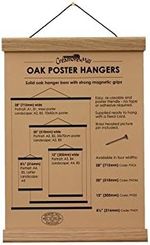 Creamore Mill Oak Poster Hanger with Strong Magnetic Grips TINY 21.6cm 8"