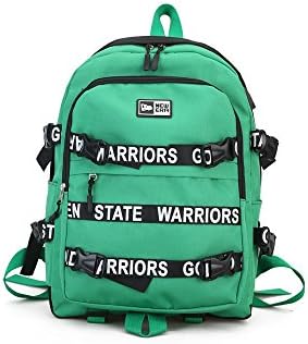 Women Teenage Girls Letter Band Buckle Large Capacity Backpack Nylon Skateboard Backpacks Sports Casual College University Fashion Outdoor Bags Shoulder Straps (A-Green)
