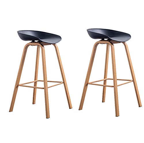 Naturelifestore 2PCS Sgabelli da Bar Romeo Quality, Sgabelli da Bar per la Colazione, con Schienale Basso e Poggiapiedi, Completo per Cucina, Bancone (Altezza Seduta 29,5") (Black)