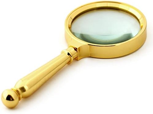 Handheld metal old man reading newspaper 10 times a magnifying glass 20 times times HD optical lamp , golden