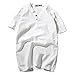 Produktbild Herren Leinenhemd Retro Kurzarm Hemd Sommerhemd V-Neck Freizeit Hemd Leinen T-Shirt Hemden Stehkragen Kurze Knopfleiste T-Shirts (XL, Weiß)