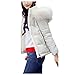 Produktbild Dicker Daunenjacke Winterjacke Damen,Mantel Slim Outwear Wintermantel Frauen Winter Warm Jacke Daunenmantel Reißverschluss Oberbekleidung Mit Kapuze Pelz Halsband Trenchcoat Elecenty (L, Weiß)