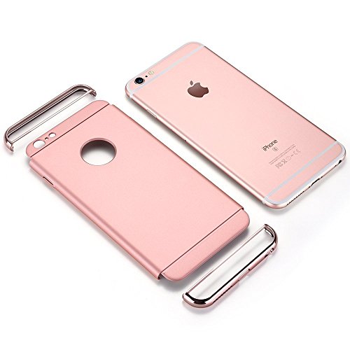 PRO-ELEC iPhone 6/6s Case, iPhone 6/6s Cover [Screen Protector Included] 3 in 1 Electroplate Metal Anti-Scratch Ultra Thin Case for iPhone 6/6s (4.7inch) - Rose Gold